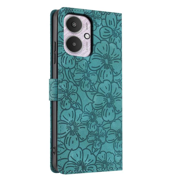 For Redmi 13C 5G Cherry Blossoms Embossed Leather Phone Case
