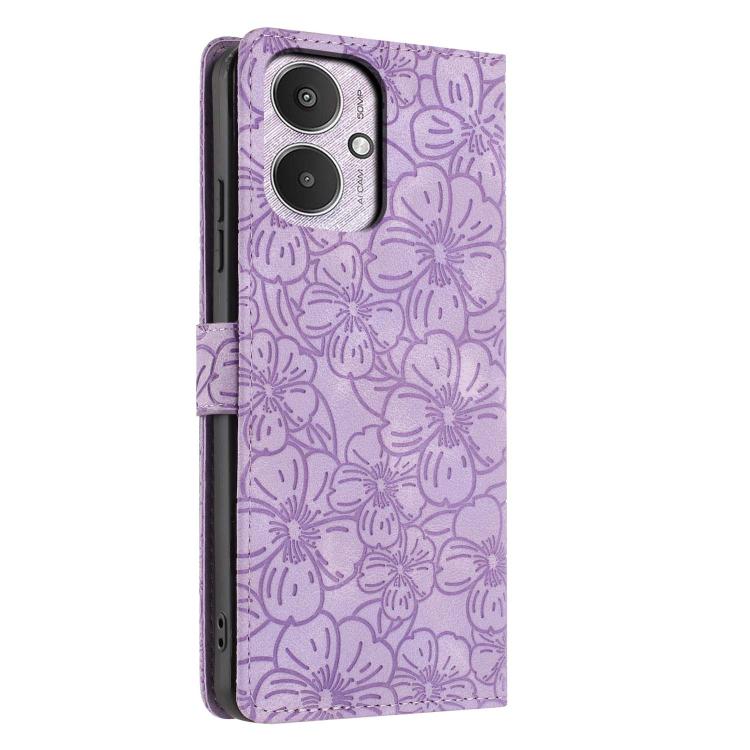 For Redmi 13C 5G Cherry Blossoms Embossed Leather Phone Case