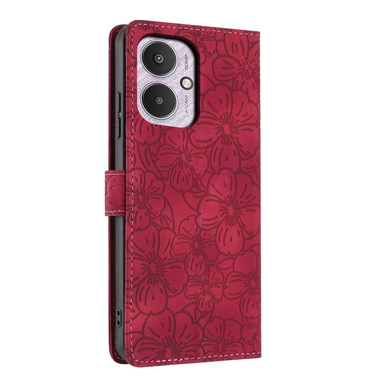 For Redmi 13C 5G Cherry Blossoms Embossed Leather Phone Case
