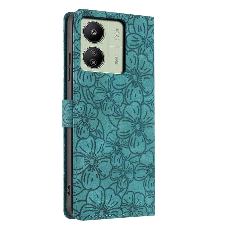 For Redmi 13C 4G Cherry Blossoms Embossed Leather Phone Case