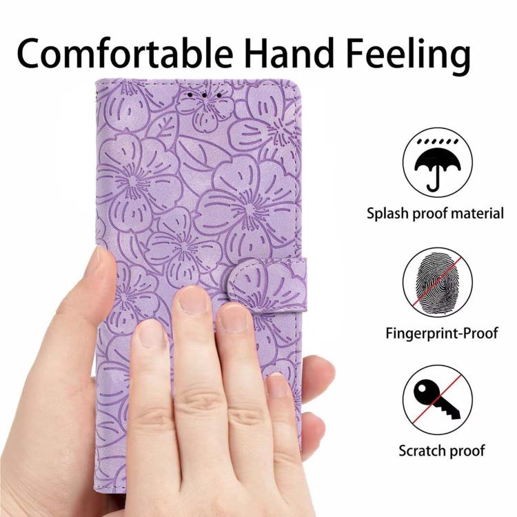 For Redmi 13C 4G Cherry Blossoms Embossed Leather Phone Case