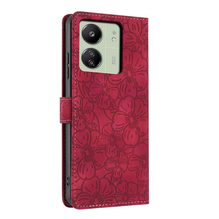 For Redmi 13C 4G Cherry Blossoms Embossed Leather Phone Case