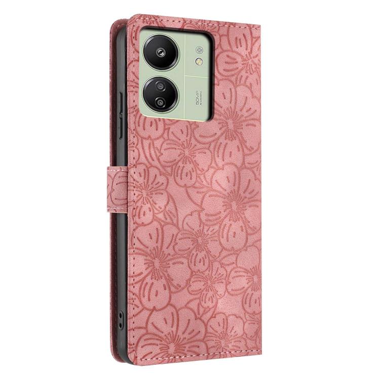 For Redmi 13C 4G Cherry Blossoms Embossed Leather Phone Case