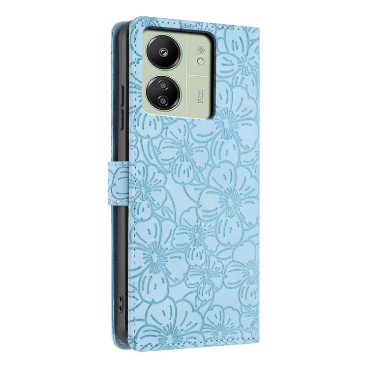 For Redmi 13C 4G Cherry Blossoms Embossed Leather Phone Case