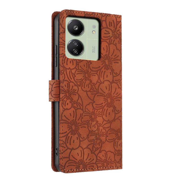 For Redmi 13C 4G Cherry Blossoms Embossed Leather Phone Case