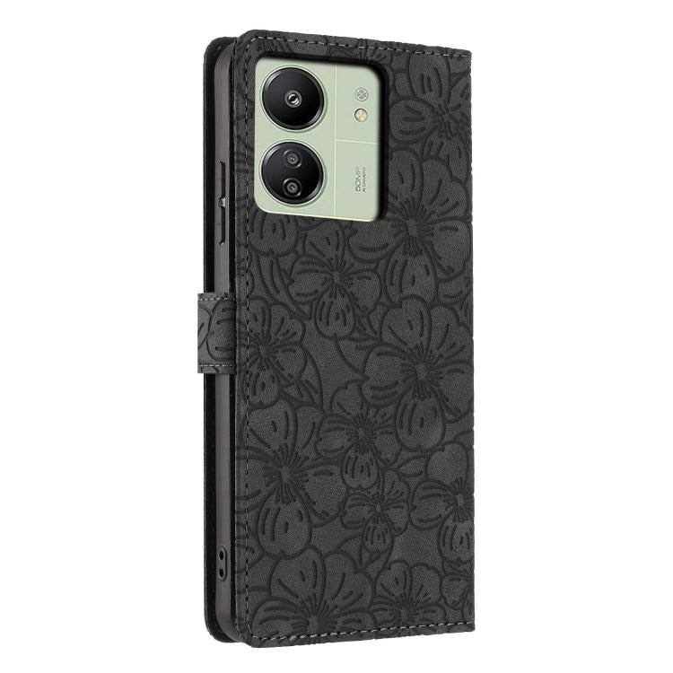 For Redmi 13C 4G Cherry Blossoms Embossed Leather Phone Case