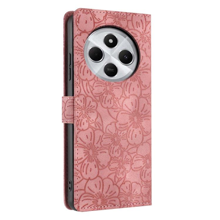 For Redmi 14C Cherry Blossoms Embossed Leather Phone Case