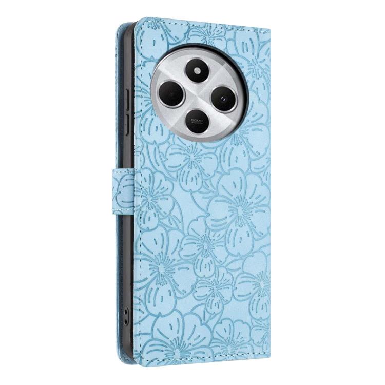 For Redmi 14C Cherry Blossoms Embossed Leather Phone Case