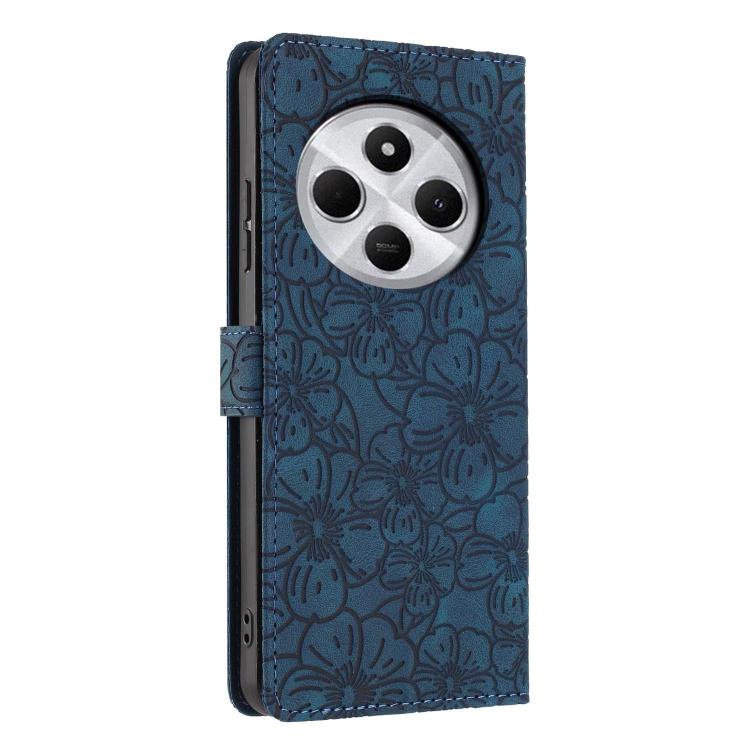 For Redmi 14C Cherry Blossoms Embossed Leather Phone Case