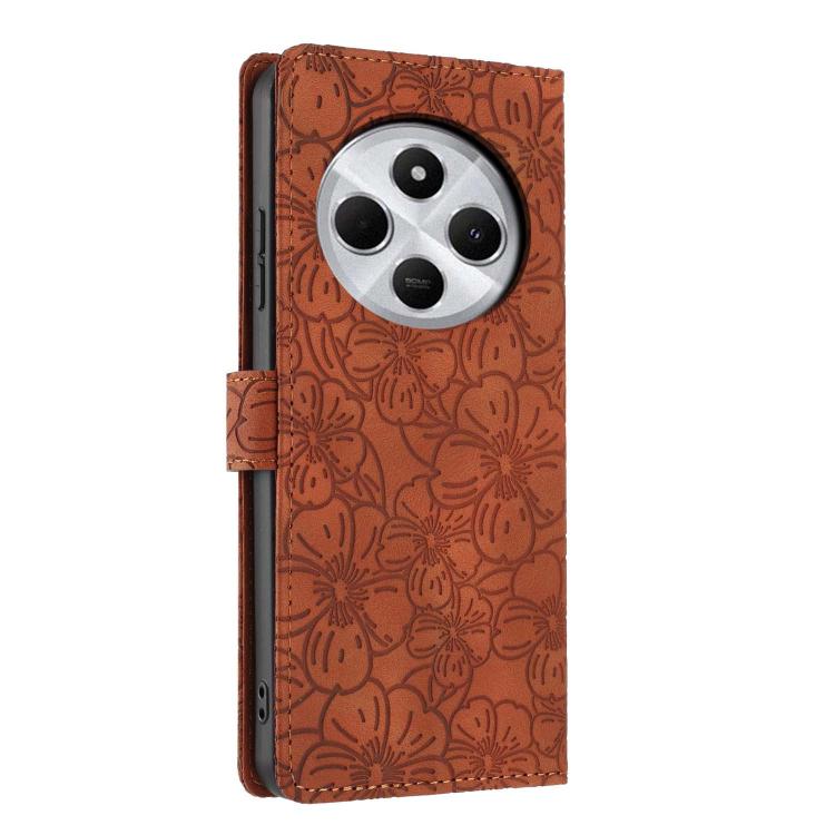 For Redmi 14C Cherry Blossoms Embossed Leather Phone Case