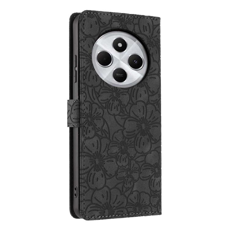 For Redmi 14C Cherry Blossoms Embossed Leather Phone Case