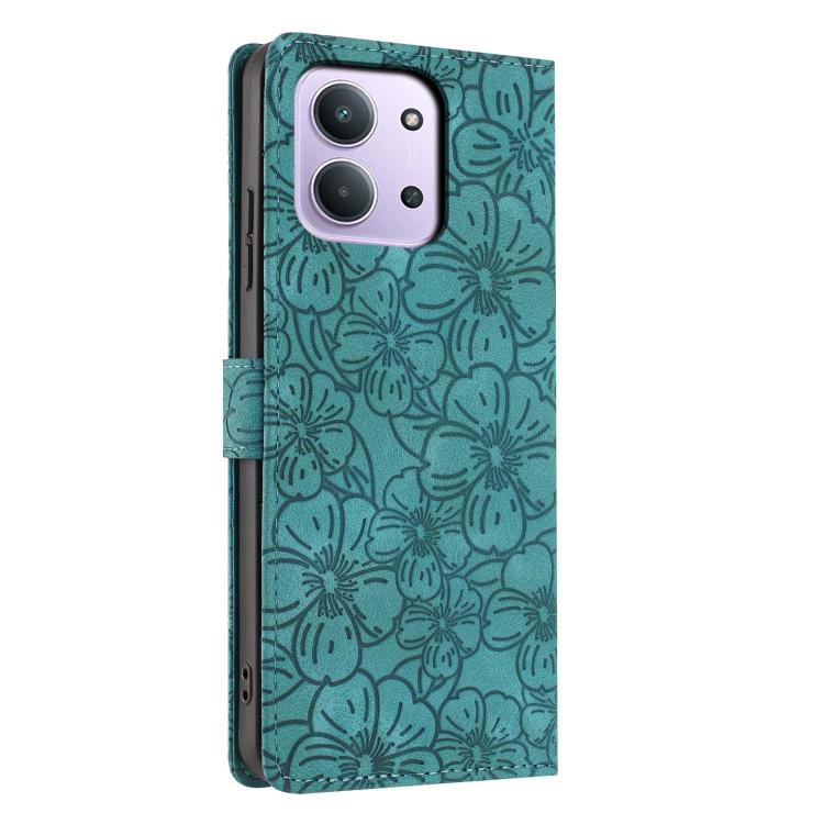 For Redmi 15C 5G / 4G Global 171mm Cherry Blossoms Embossed Leather Phone Case