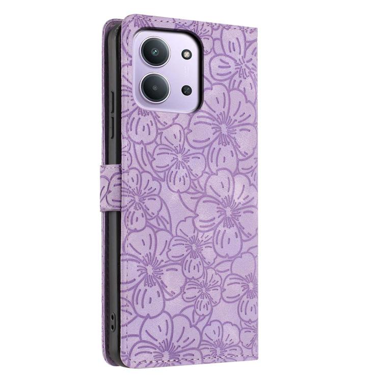 For Redmi 15C 5G / 4G Global 171mm Cherry Blossoms Embossed Leather Phone Case