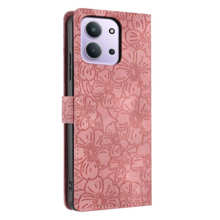 For Redmi 15C 5G / 4G Global 171mm Cherry Blossoms Embossed Leather Phone Case