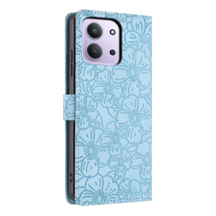 For Redmi 15C 5G / 4G Global 171mm Cherry Blossoms Embossed Leather Phone Case