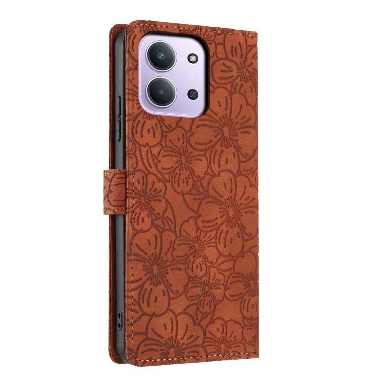 For Redmi 15C 5G / 4G Global 171mm Cherry Blossoms Embossed Leather Phone Case