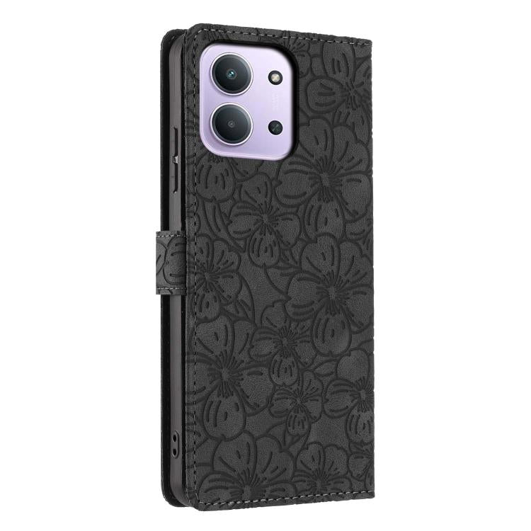 For Redmi 15C 5G / 4G Global 171mm Cherry Blossoms Embossed Leather Phone Case