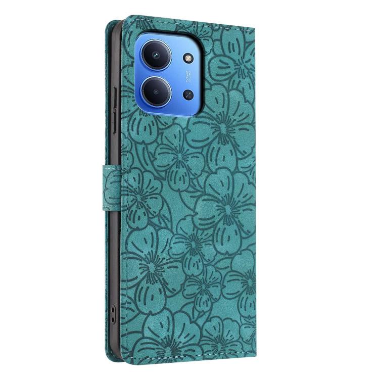For Redmi 15C 5G / 4G EU 173mm Cherry Blossoms Embossed Leather Phone Case