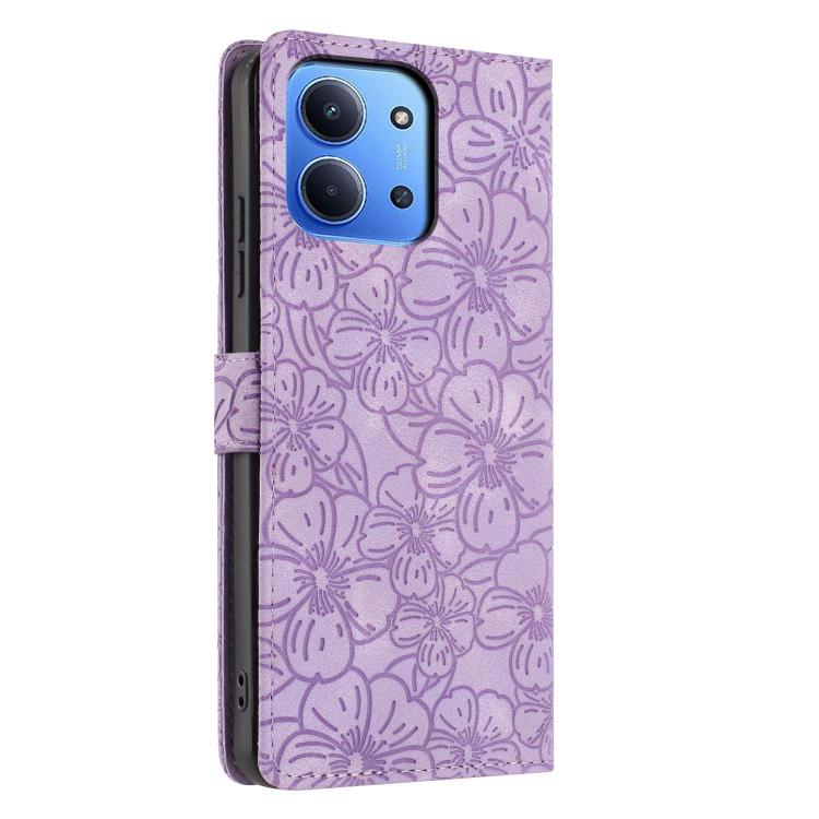 For Redmi 15C 5G / 4G EU 173mm Cherry Blossoms Embossed Leather Phone Case