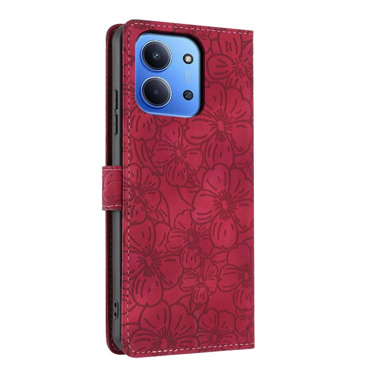 For Redmi 15C 5G / 4G EU 173mm Cherry Blossoms Embossed Leather Phone Case