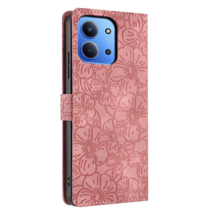 For Redmi 15C 5G / 4G EU 173mm Cherry Blossoms Embossed Leather Phone Case