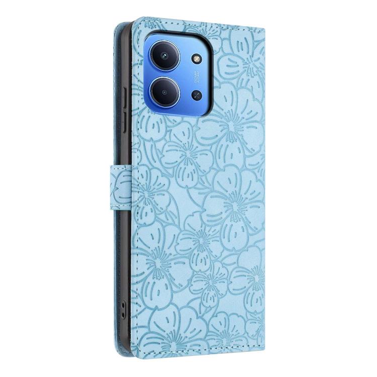 For Redmi 15C 5G / 4G EU 173mm Cherry Blossoms Embossed Leather Phone Case
