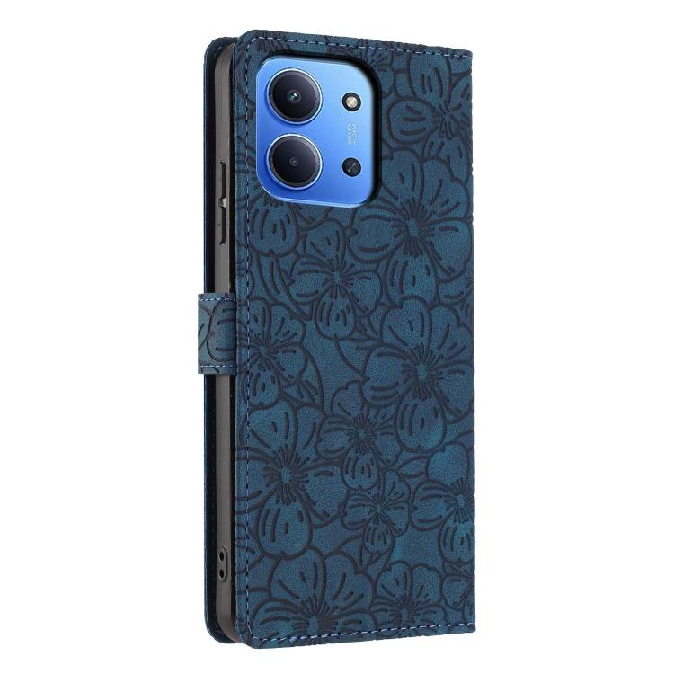 For Redmi 15C 5G / 4G EU 173mm Cherry Blossoms Embossed Leather Phone Case