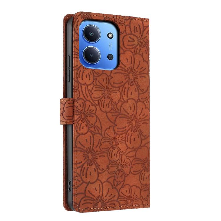 For Redmi 15C 5G / 4G EU 173mm Cherry Blossoms Embossed Leather Phone Case
