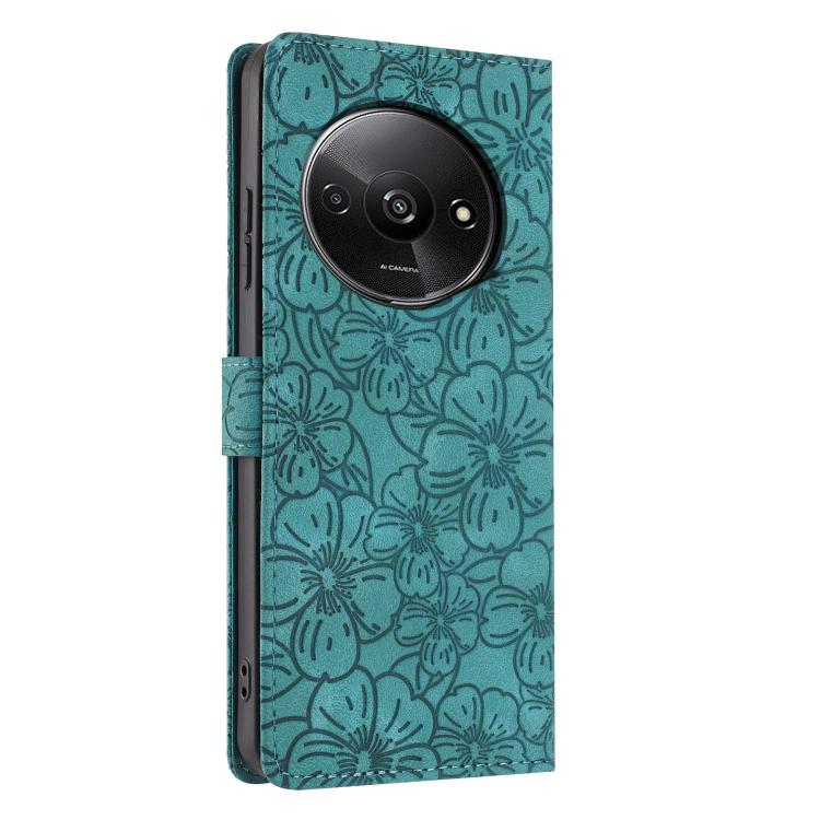 For Redmi A3 Cherry Blossoms Embossed Leather Phone Case