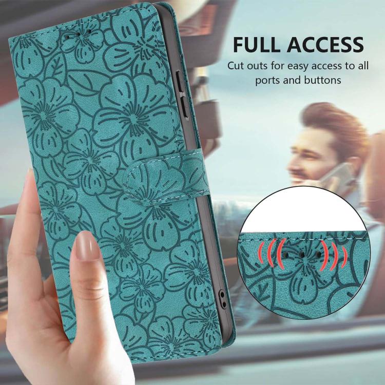 For Redmi A3 Cherry Blossoms Embossed Leather Phone Case