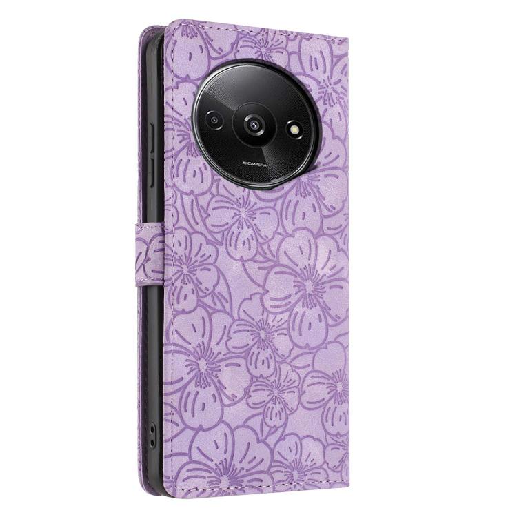 For Redmi A3 Cherry Blossoms Embossed Leather Phone Case