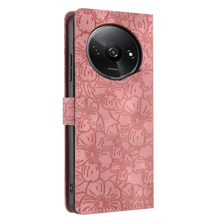 For Redmi A3 Cherry Blossoms Embossed Leather Phone Case