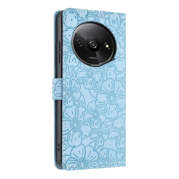For Redmi A3 Cherry Blossoms Embossed Leather Phone Case
