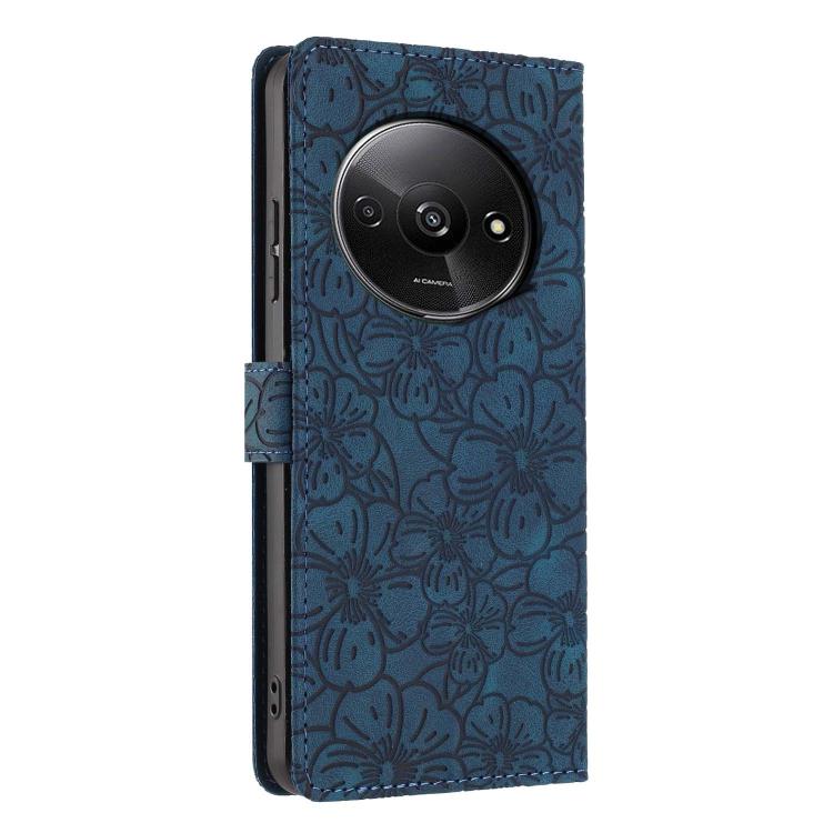 For Redmi A3 Cherry Blossoms Embossed Leather Phone Case