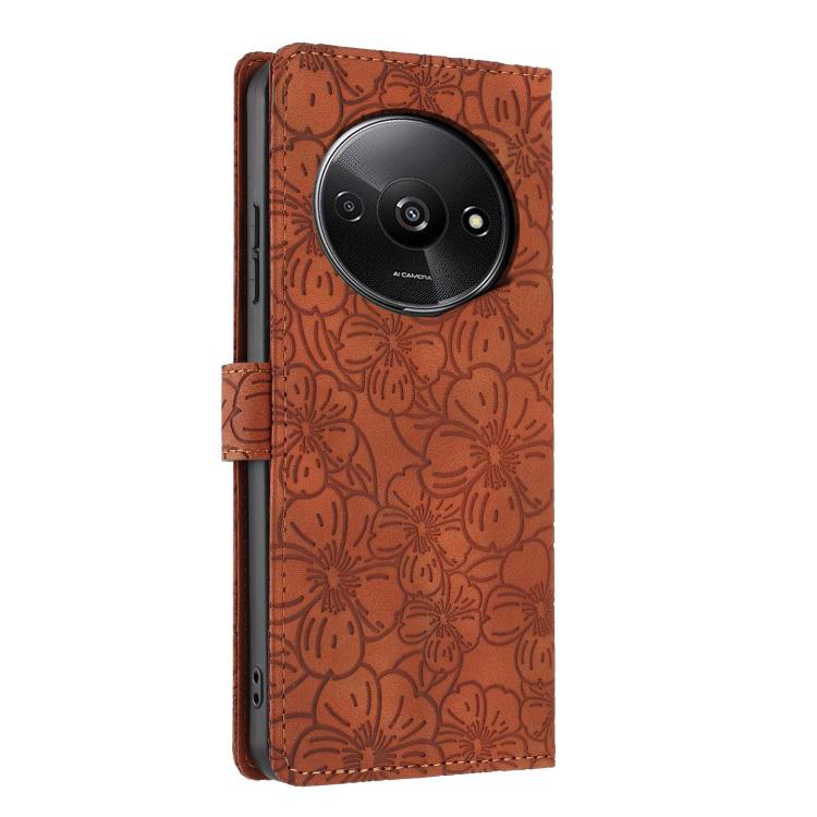 For Redmi A3 Cherry Blossoms Embossed Leather Phone Case