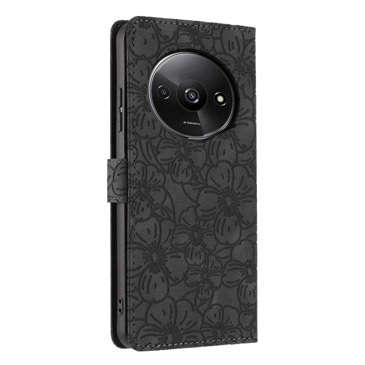 For Redmi A3 Cherry Blossoms Embossed Leather Phone Case