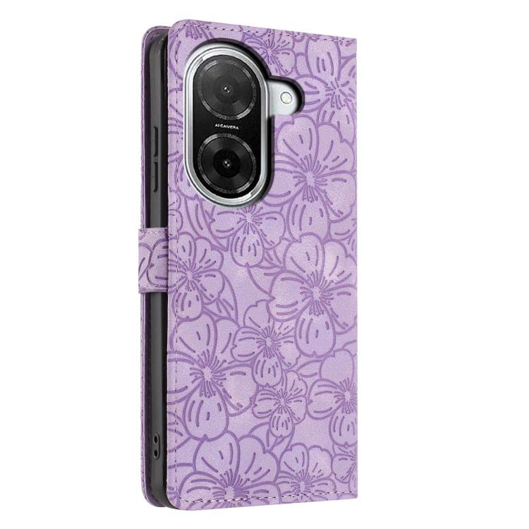 For Redmi A5 4G Global 171.7mm Cherry Blossoms Embossed Leather Phone Case
