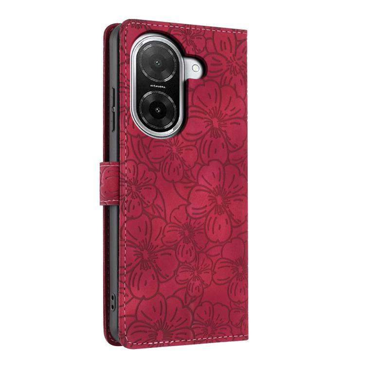 For Redmi A5 4G Global 171.7mm Cherry Blossoms Embossed Leather Phone Case