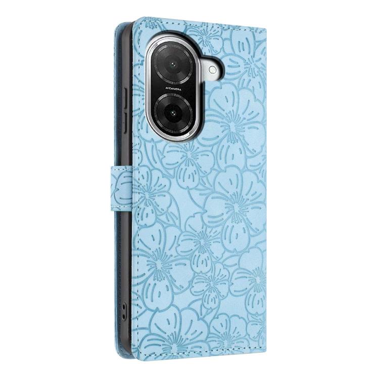 For Redmi A5 4G Global 171.7mm Cherry Blossoms Embossed Leather Phone Case