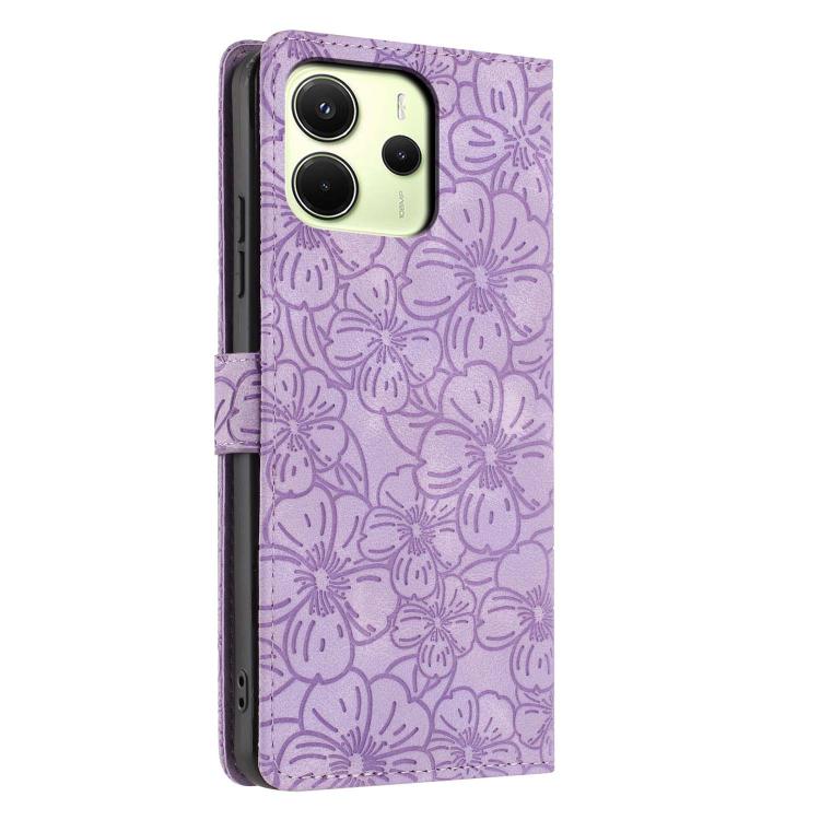 For Redmi Note 14 4G EU 164.84mm Cherry Blossoms Embossed Leather Phone Case