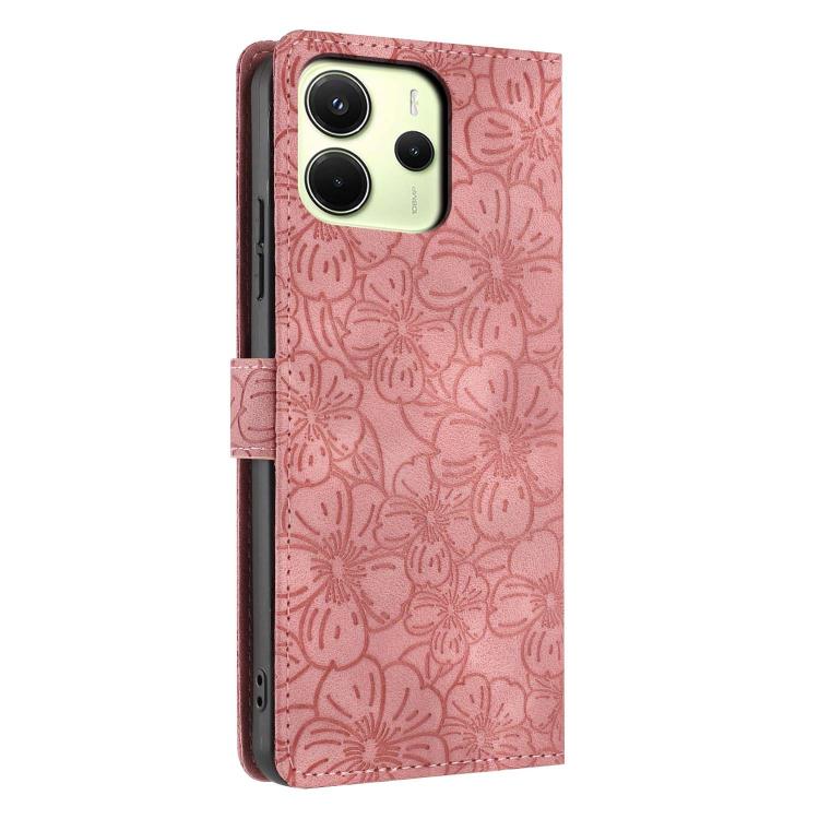 For Redmi Note 14 4G EU 164.84mm Cherry Blossoms Embossed Leather Phone Case