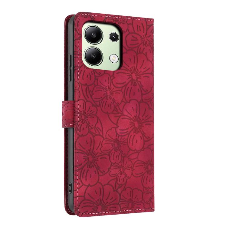 For Redmi Note 13 4G Cherry Blossoms Embossed Leather Phone Case