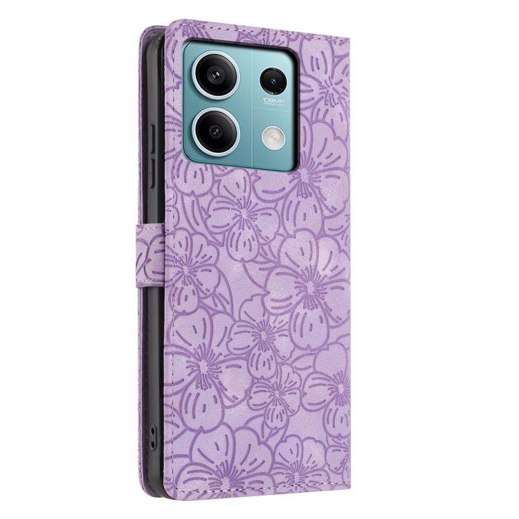 For Redmi Note 13 5G Cherry Blossoms Embossed Leather Phone Case