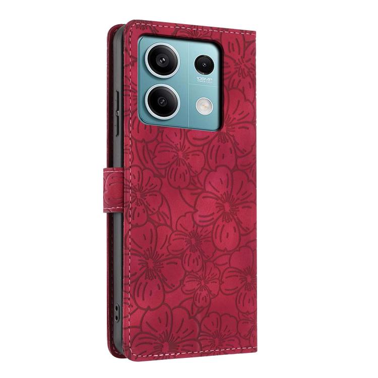 For Redmi Note 13 5G Cherry Blossoms Embossed Leather Phone Case
