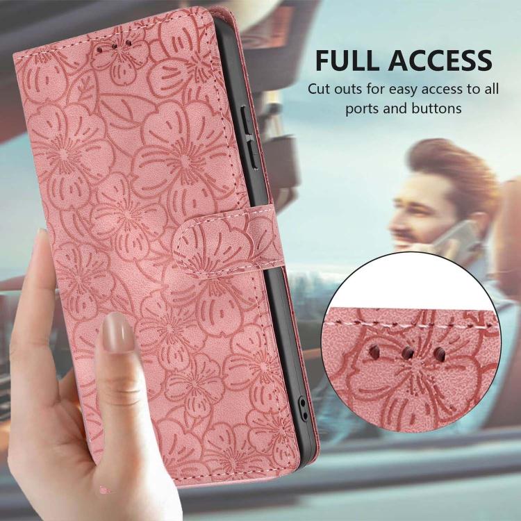 For Redmi Note 13 5G Cherry Blossoms Embossed Leather Phone Case