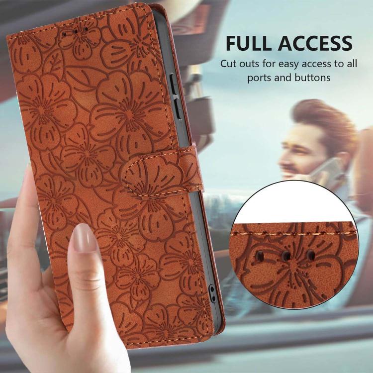 For Redmi Note 13 5G Cherry Blossoms Embossed Leather Phone Case