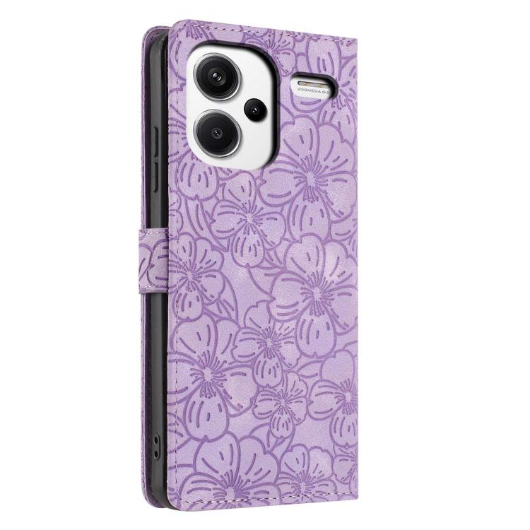For Redmi Note 13 Pro+ Cherry Blossoms Embossed Leather Phone Case
