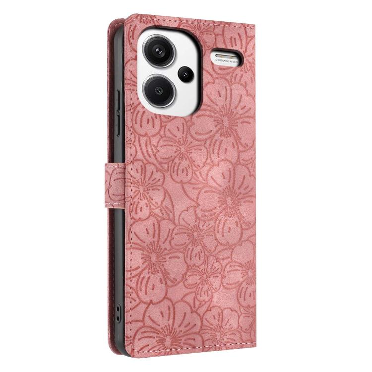 For Redmi Note 13 Pro+ Cherry Blossoms Embossed Leather Phone Case
