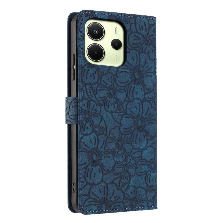 For Redmi Note 14 4G Global 163.25mm Cherry Blossoms Embossed Leather Phone Case