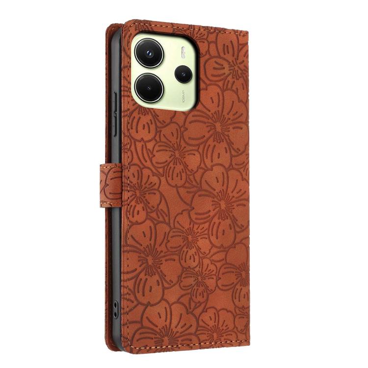 For Redmi Note 14 4G Global 163.25mm Cherry Blossoms Embossed Leather Phone Case